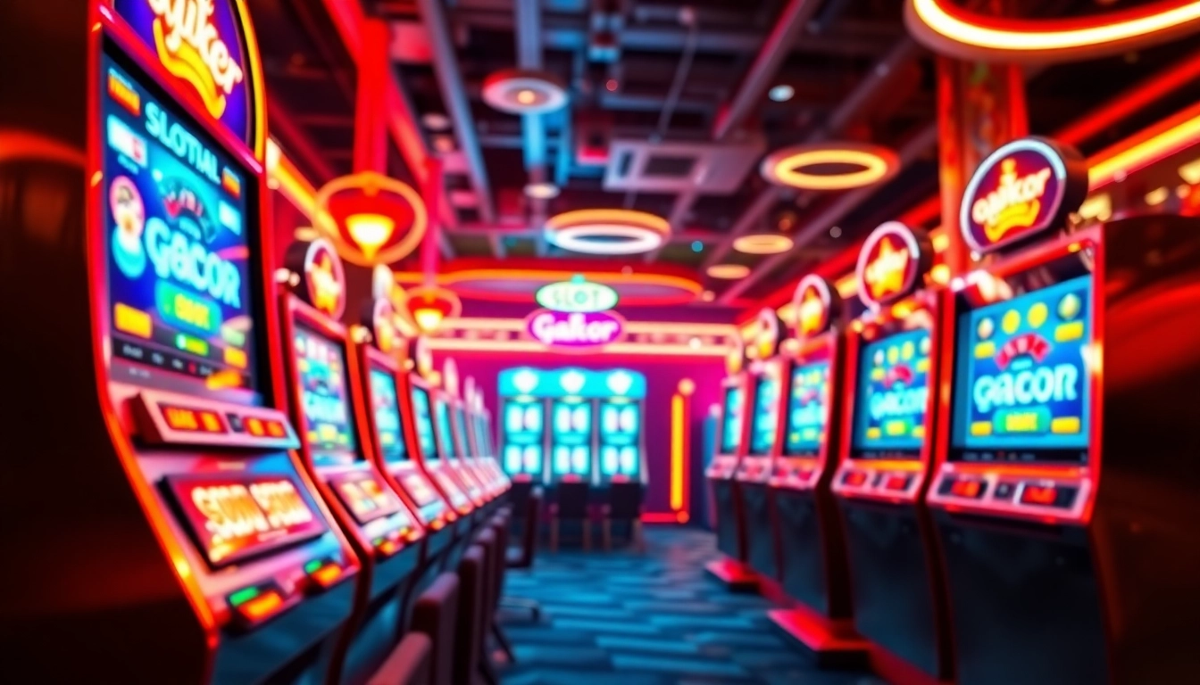 Experience thrilling slot gacor gameplay with colorful machines and charismatic ambiance.