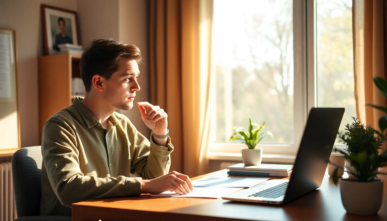 Person reflecting on ways to Discover your true aptitude while taking a career assessment test.