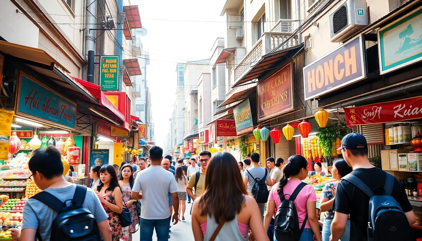 Experience the excitement of the 호치민 황제투어 후기 with diverse tourists engaging in vibrant street activities.