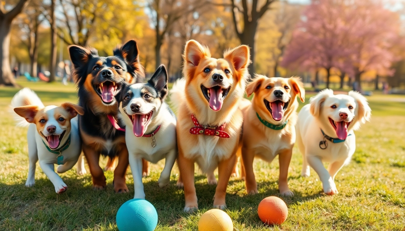 Engaged dogs enjoying playtime at Kate's K9 Pet Care park, promoting joyful pet lifestyles.