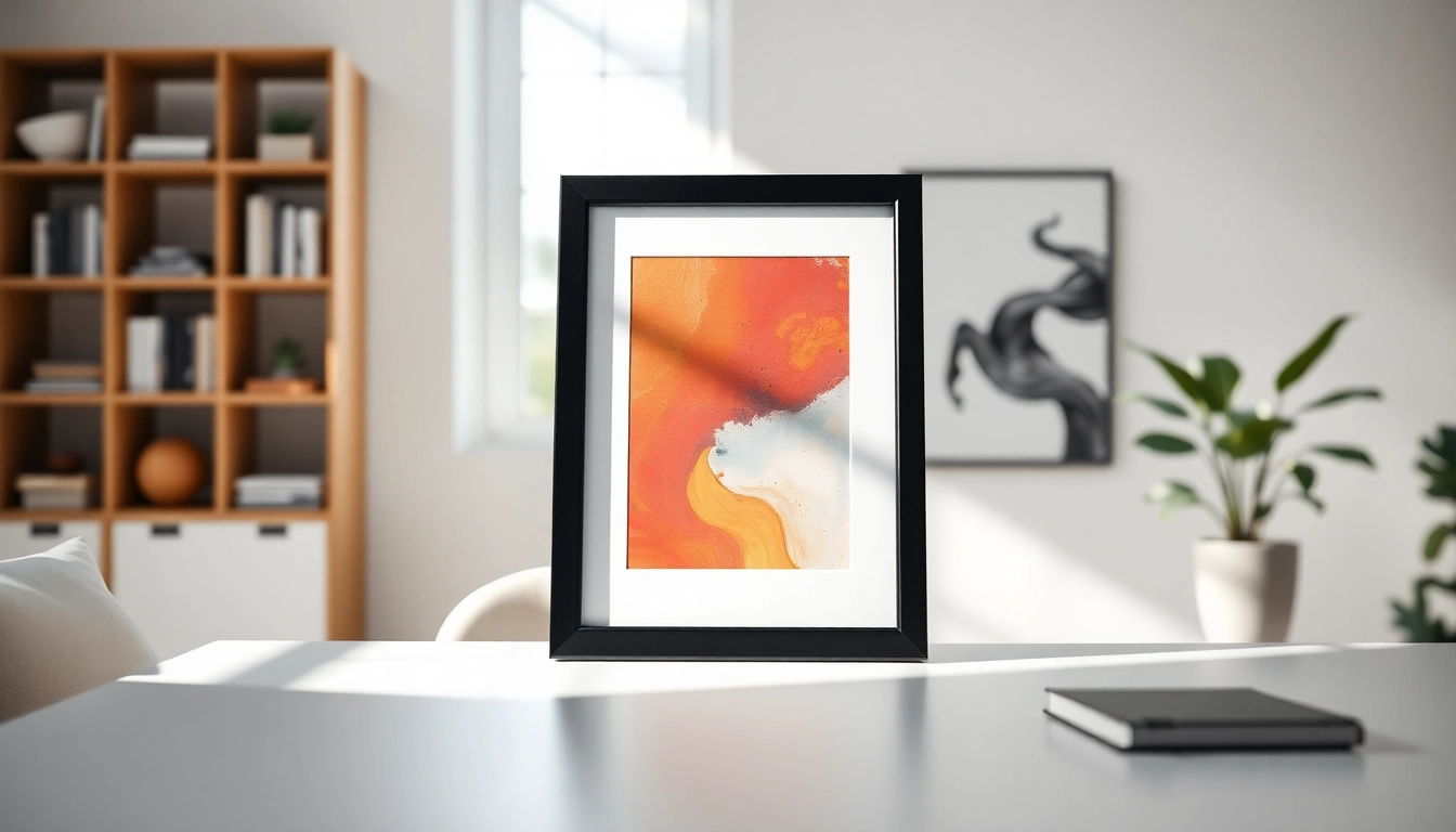 Showcasing a stylish 20x30 frame holding vibrant art, perfect for home decor.