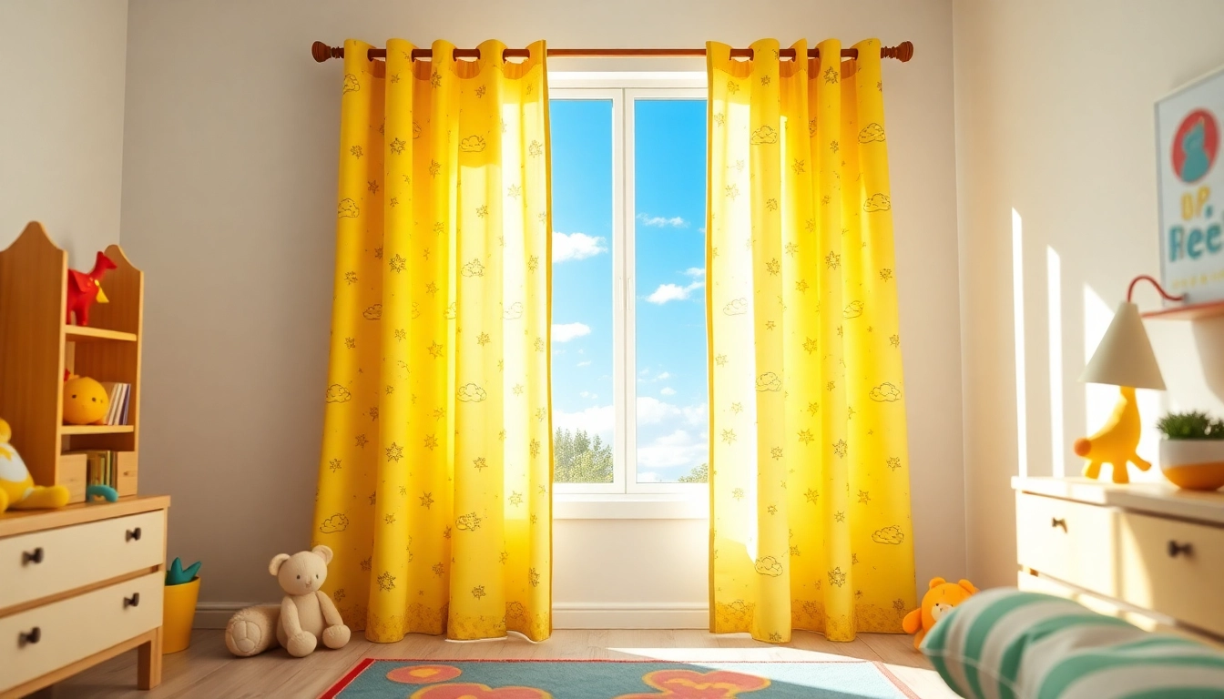 Vibrant kids room curtains enhance a playful children's bedroom decor.
