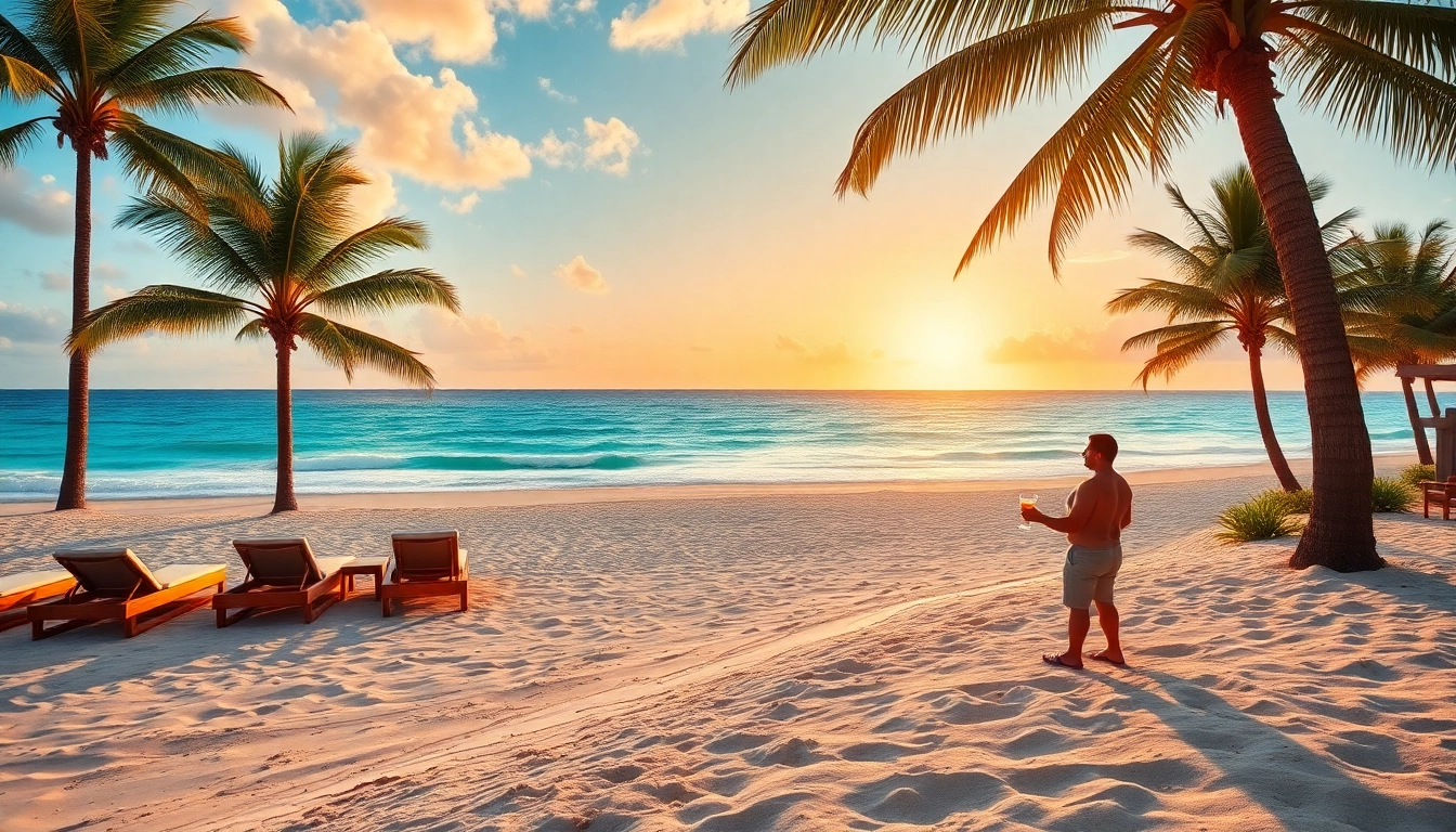 Experience Livingstone Vacations Bahamas Travel with a stunning beach sunset and luxurious resort vibes.