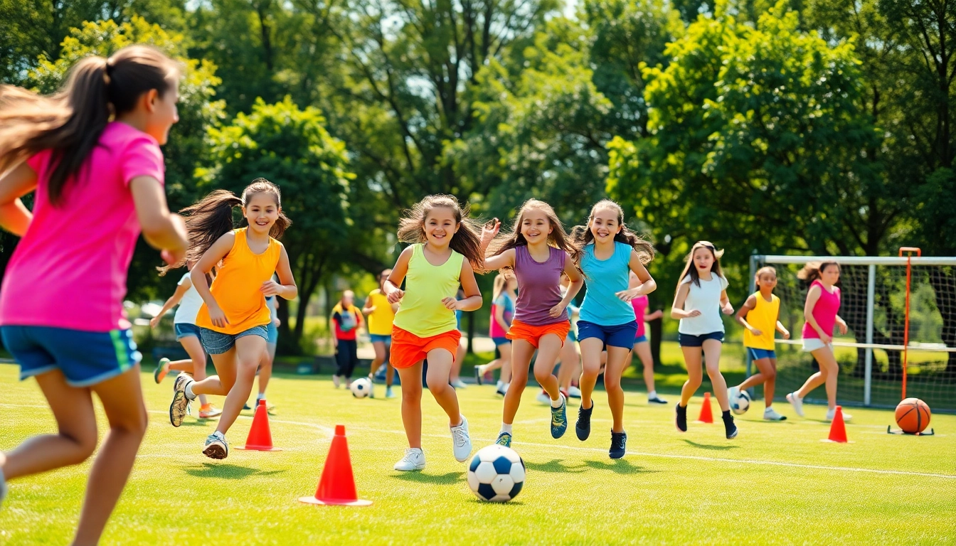 Girls engaging in fun activities at Multi Sports Camps for Girls, showcasing sports and teamwork.