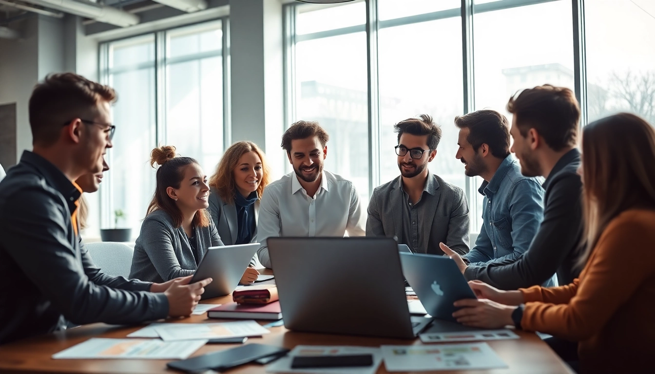 Engaging meeting scene showing how content that drives sales brings teams together.