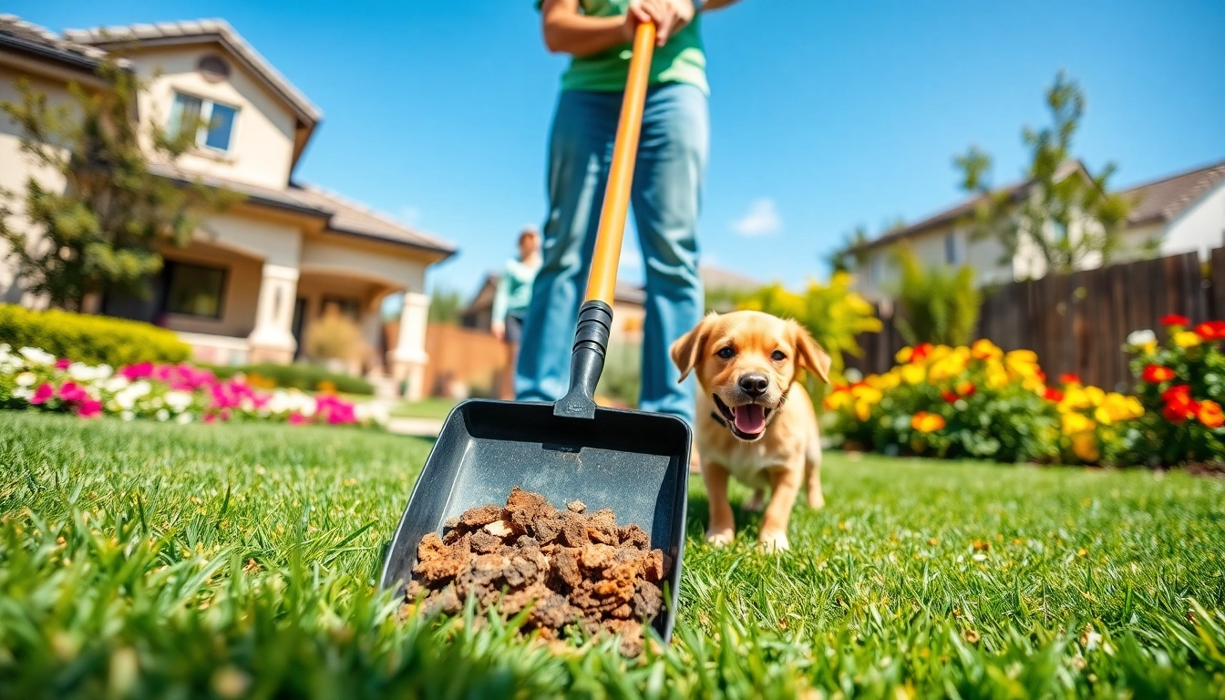 Alamo Ranch poop scooper providing professional pet waste removal in a sunny backyard.