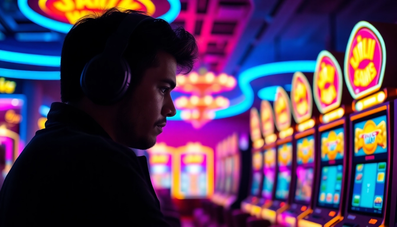Play exciting JILI Games in a dynamic casino gaming environment filled with colorful slot machines.