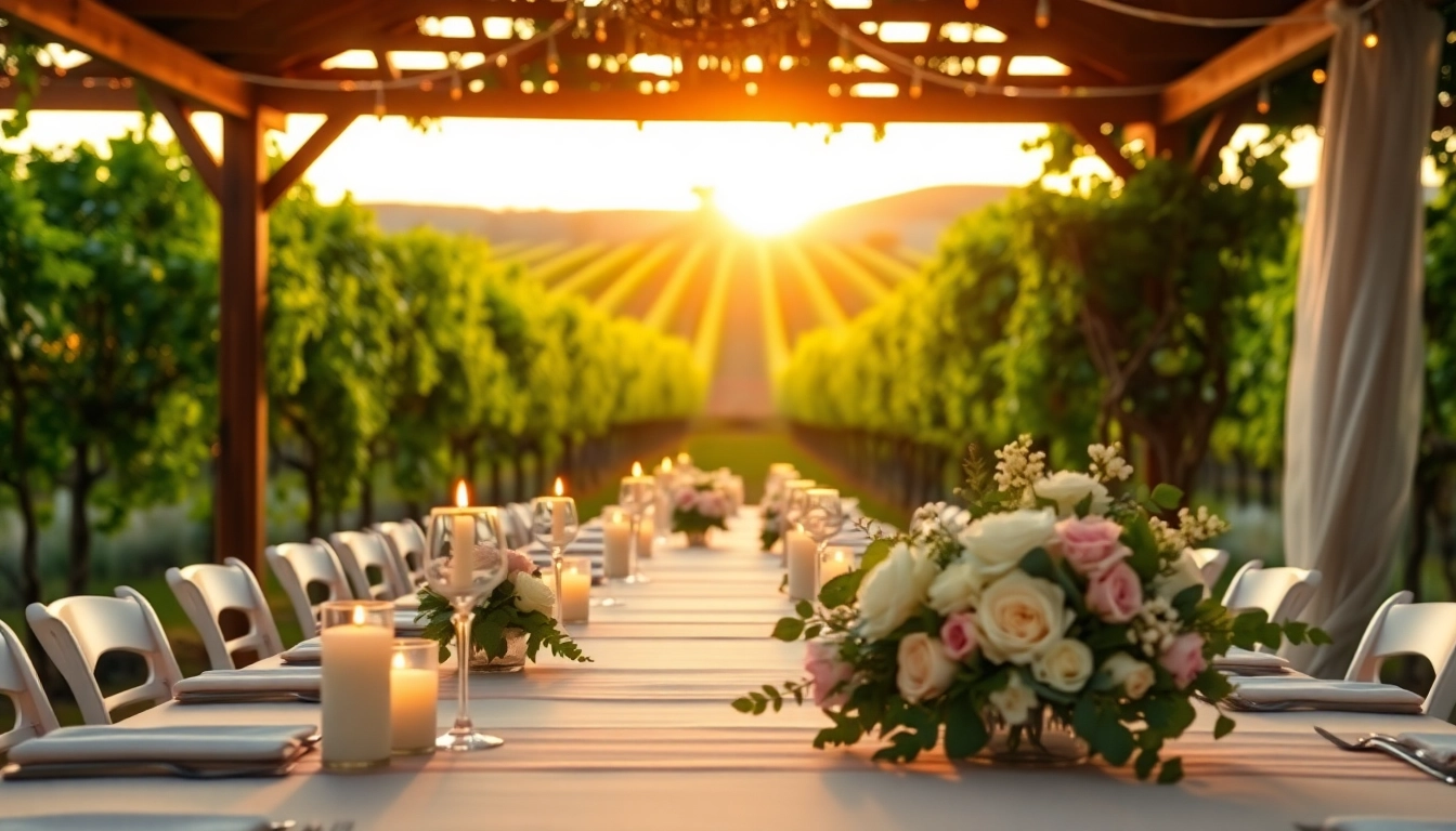 Experience stunning clarksburg wedding venues with elegant table settings in a vineyard.