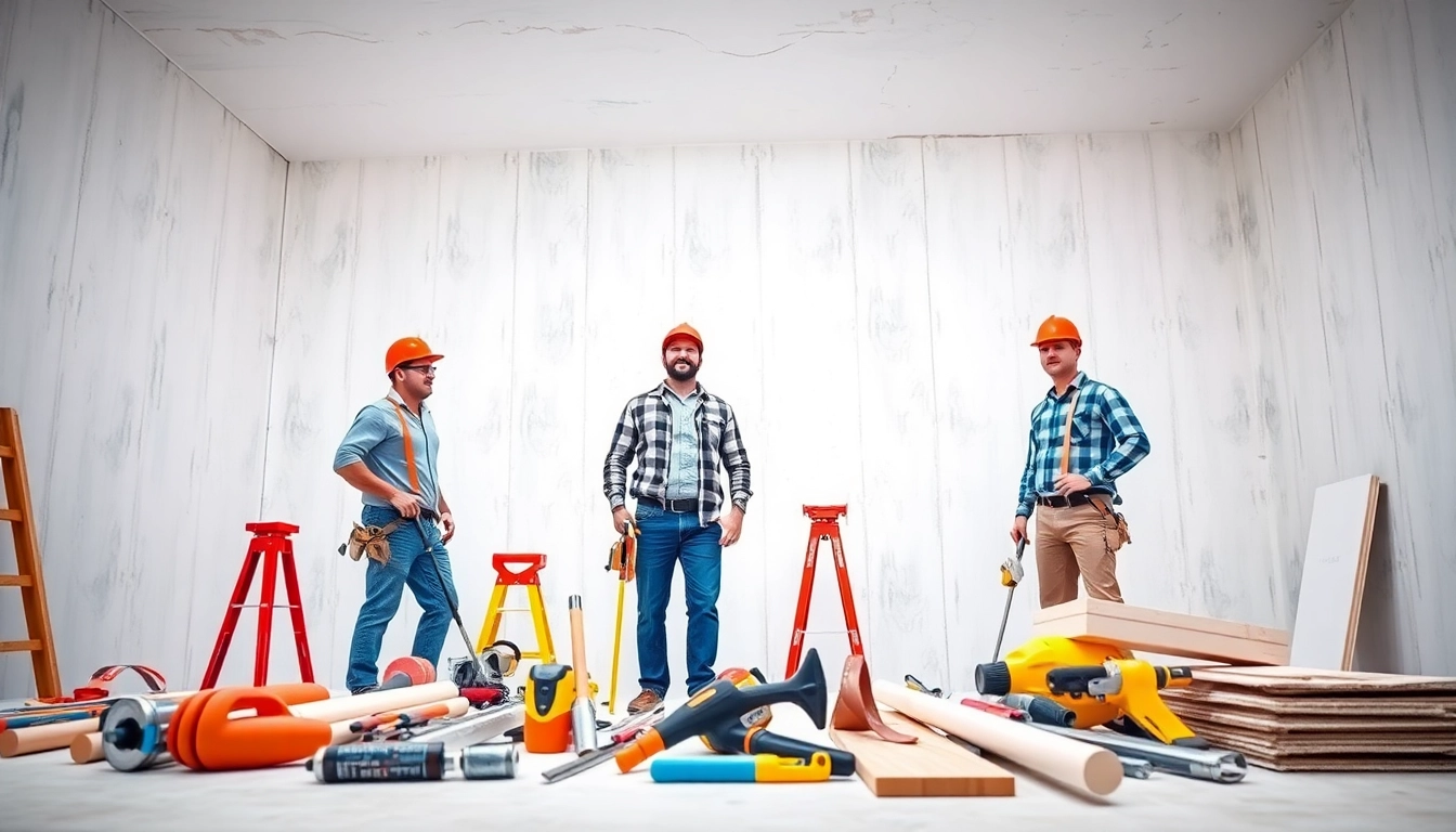 Skilled drywall contractors installing drywall in a bright, professional environment.