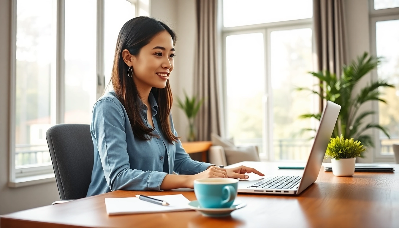 Hire a Filipino virtual assistant showcasing a modern home office setup.