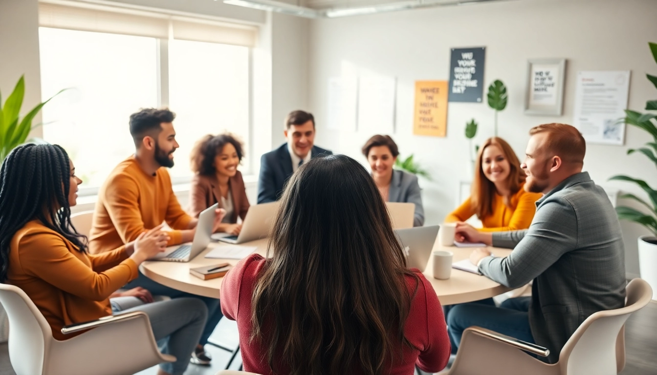 Engaged individuals in a business coaching service setting collaborating in a meeting.