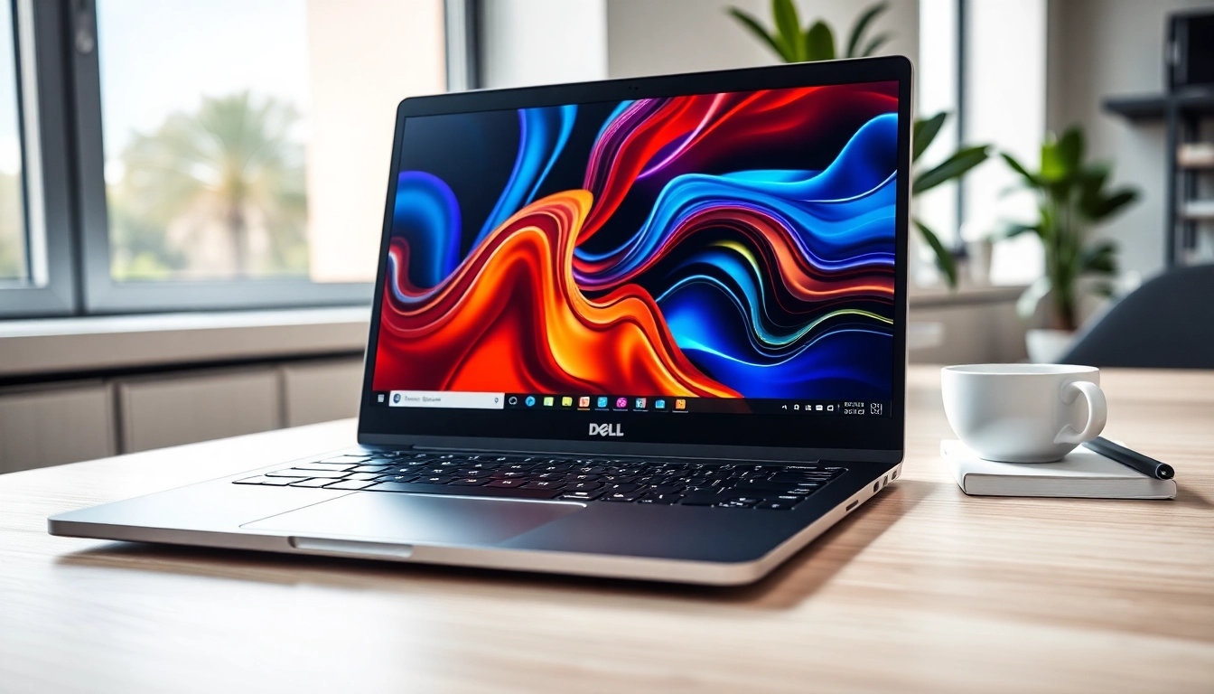 Explora laptops dell modernos y elegantes en un entorno de oficina iluminado.