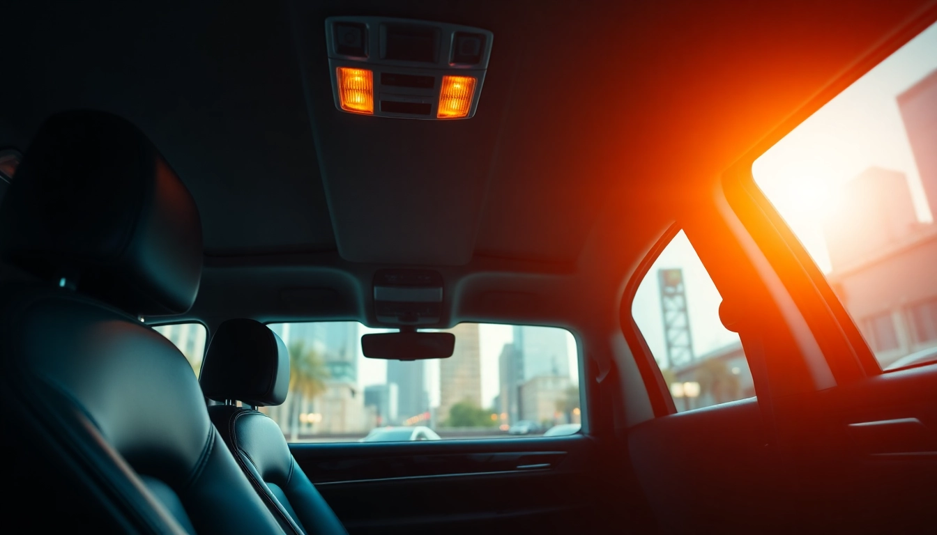 Experience premium car service atlanta with a luxurious sedan's elegant interior and ambient lighting.