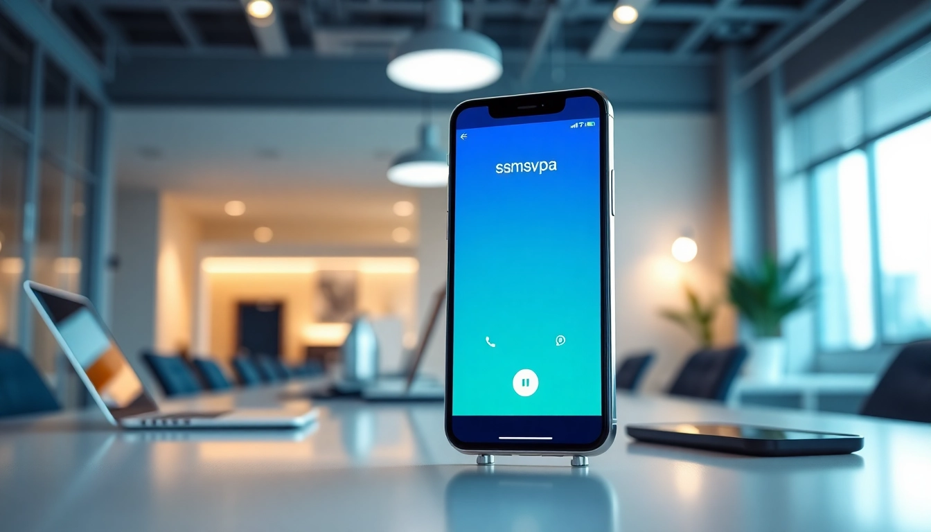 Utilizing the smsvpa service on a smartphone in a modern office setting.