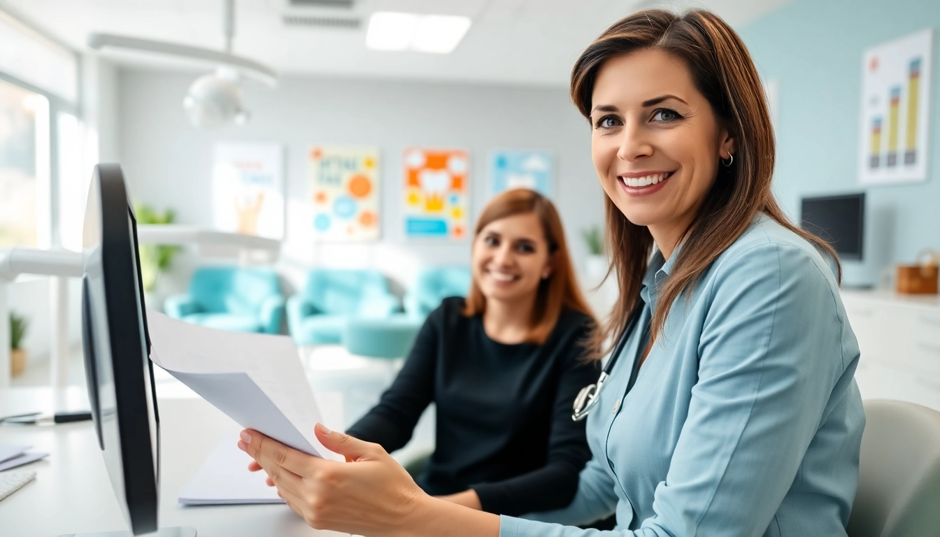 Consultation with an orthodontist nearby, showcasing expertise and modern office setting.