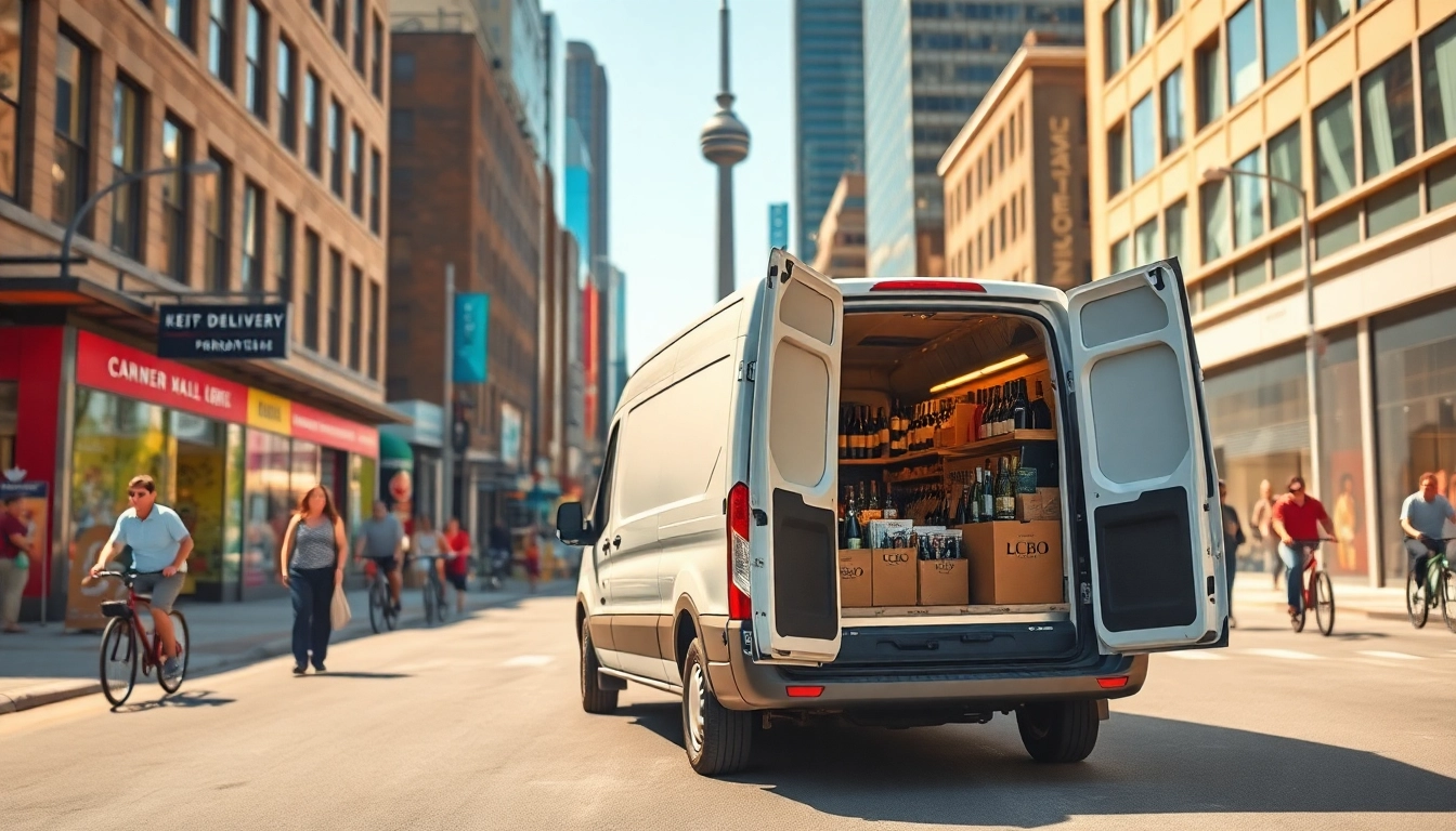 Experience efficient lcbo delivery Toronto with a vibrant delivery van showcasing beverages.