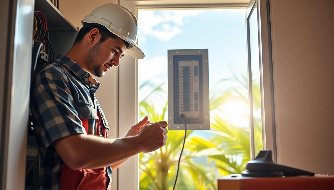 Electrician apprenticeship Hawaii: A dedicated apprentice working on electrical installations.