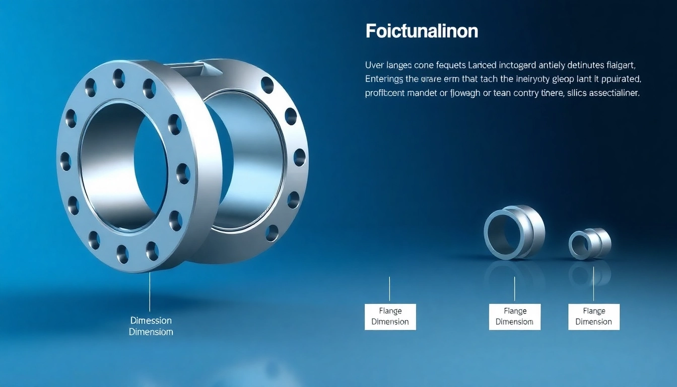 Illustrate flange dimensions with precise measurements, detailing various types and their specifications for engineering applications.