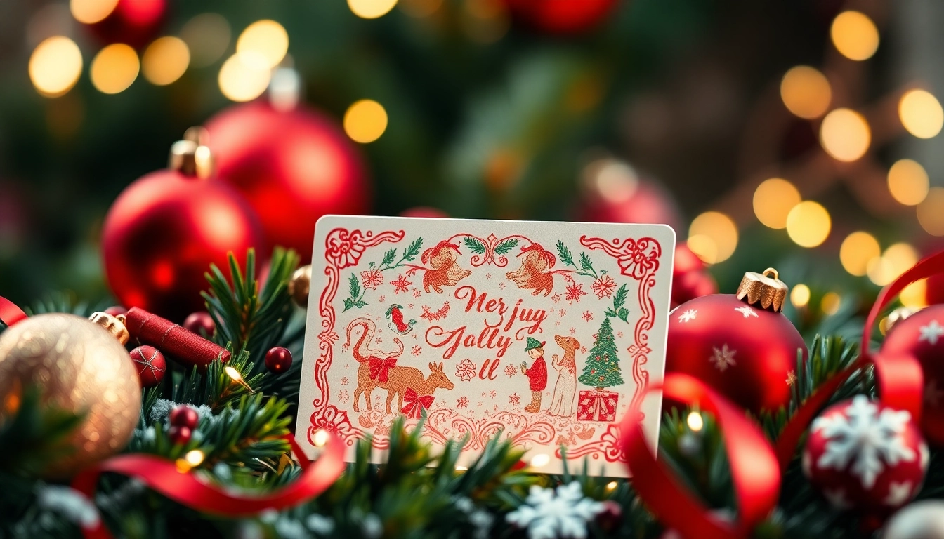 Designing beautiful Christmas cards Camden with festive colors and intricate illustrations