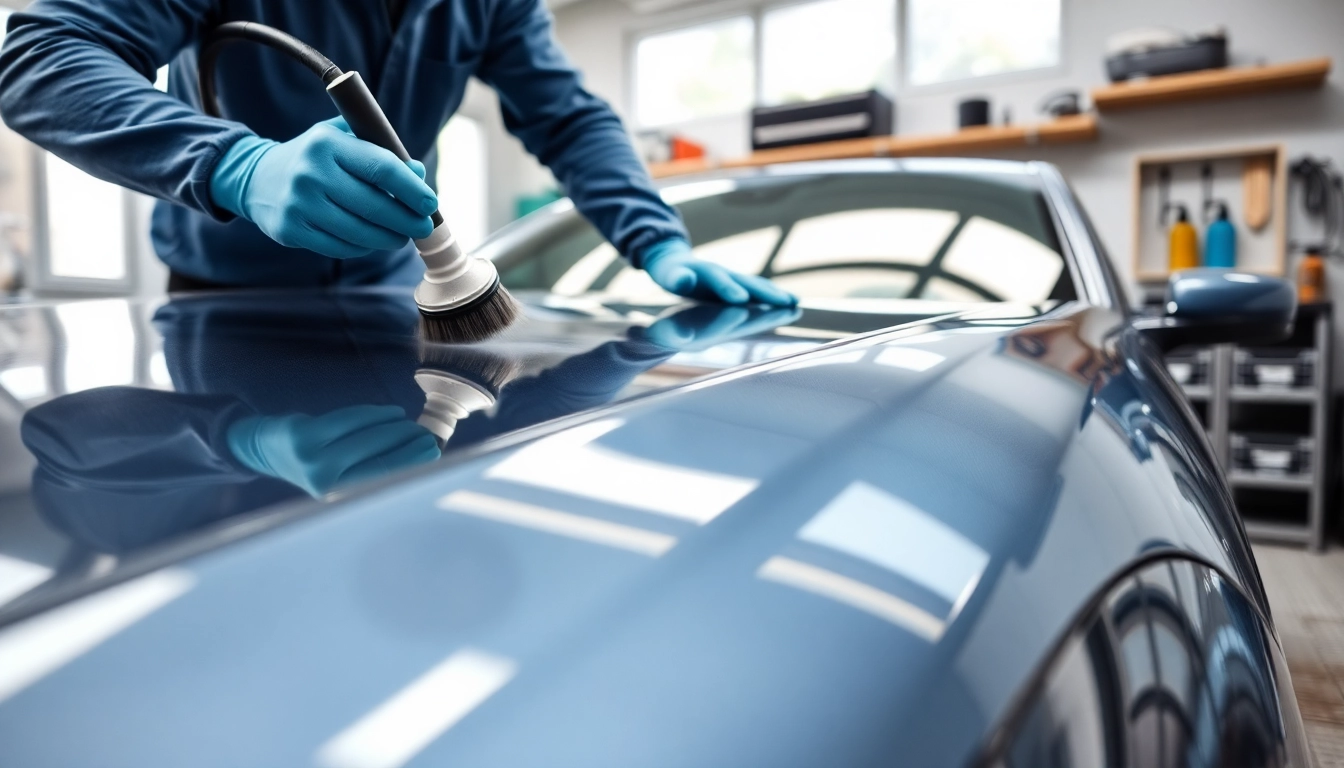 Apply auto ceramic coating to enhance shine and protection on a car's surface.