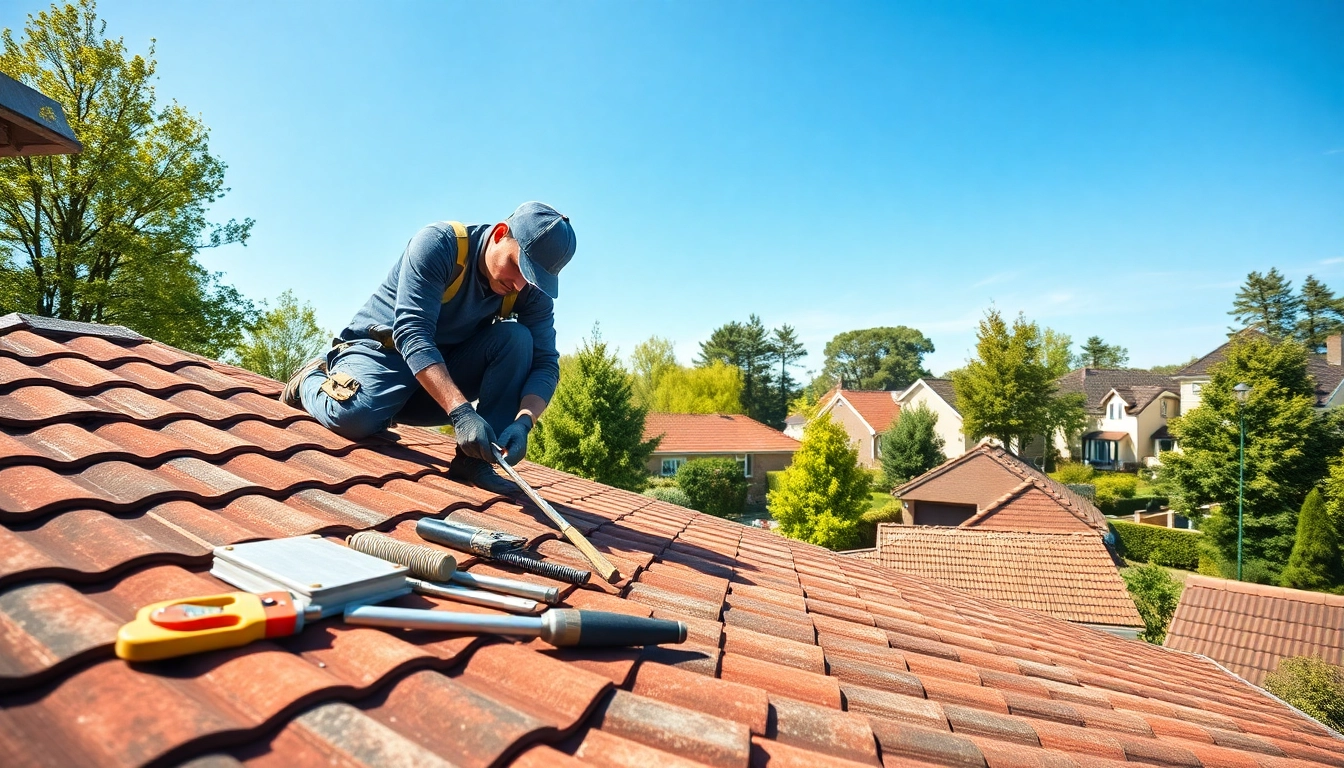 Roofer working on a rooftop in Beekbergen, showcasing the skill of dakdekker beekbergen.