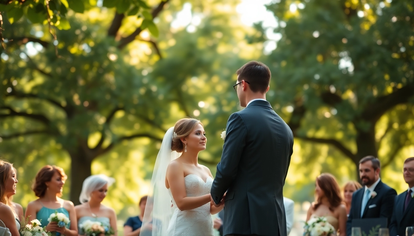 Tallahassee Wedding Photographer capturing a romantic ceremony with soft sunlight and lush greenery.