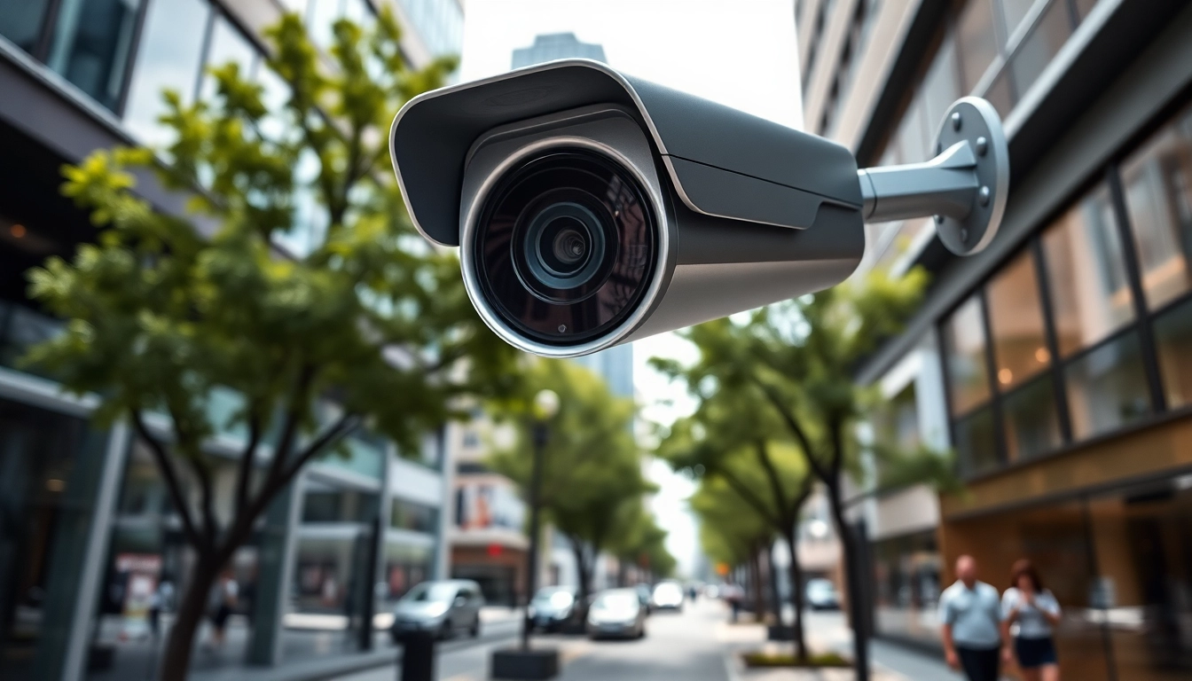 Monitor safety with a CCTV Camera installed on a building highlighting security features.