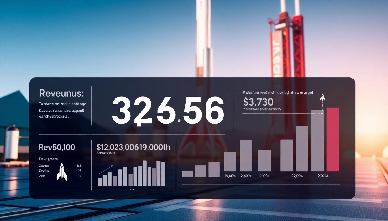 Visualize revenues and growth at revenuerocketlab through dynamic infographics and a rocket launch set.