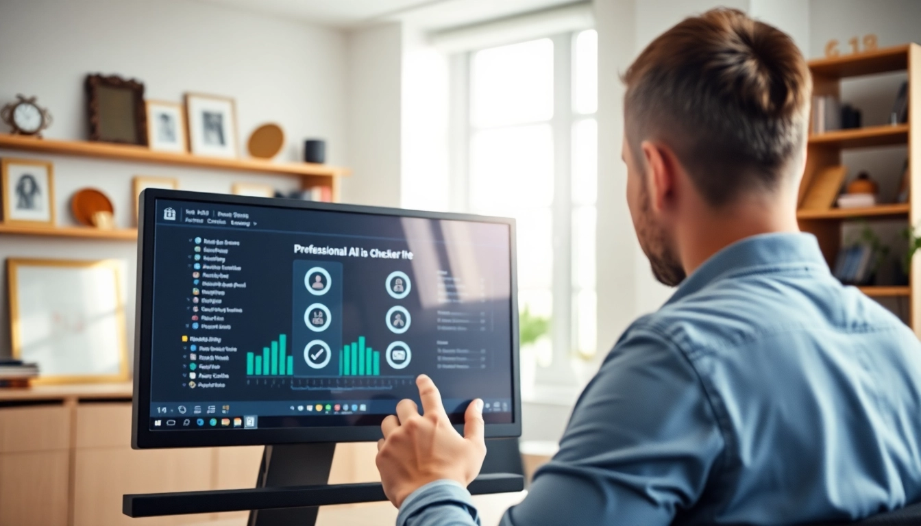 Analyze text accuracy with an AI checker tool in a professional setting.