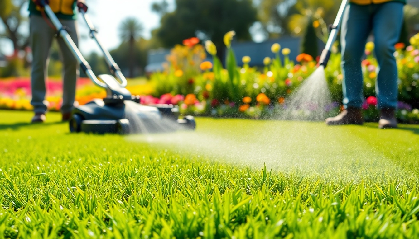 Breathtaking turf cleaning in action with vibrant greenery, showcasing professional techniques.