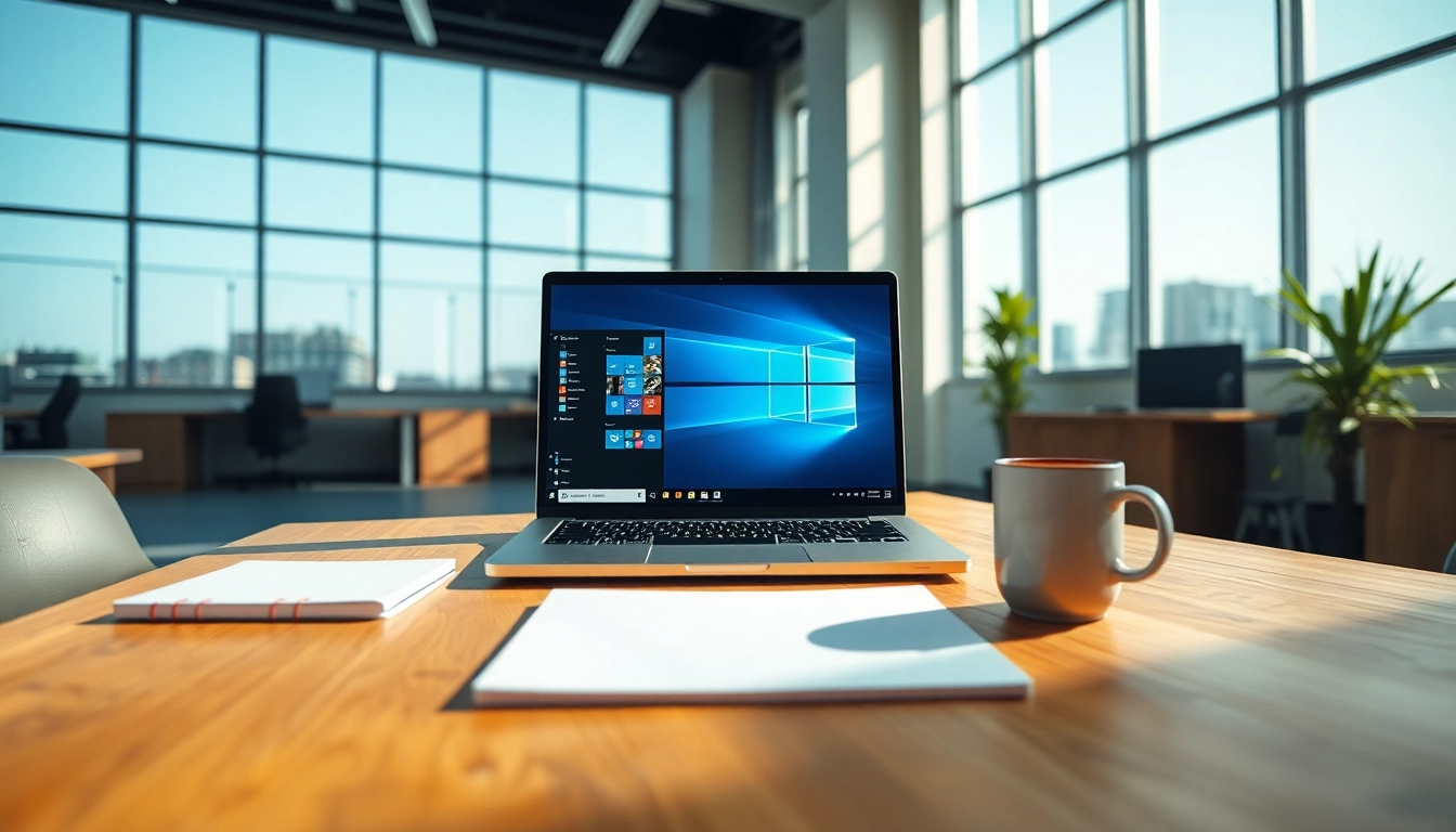 Erwerben Sie eine Windows 11 Pro Lizenz in einer modernen Büroumgebung mit hochwertiger Ausstattung.