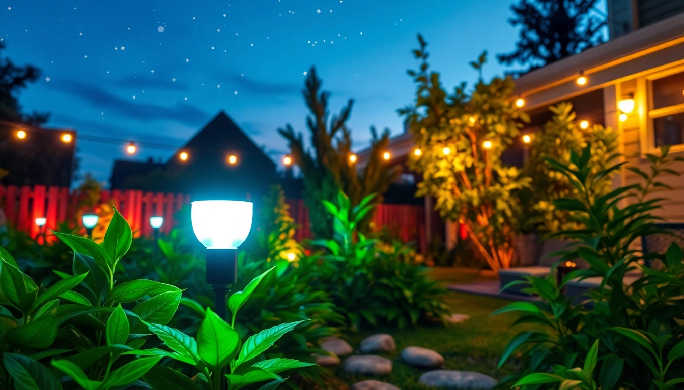 Highlighting LED Waterproof light surrounded by lush greenery in a tranquil garden setting.