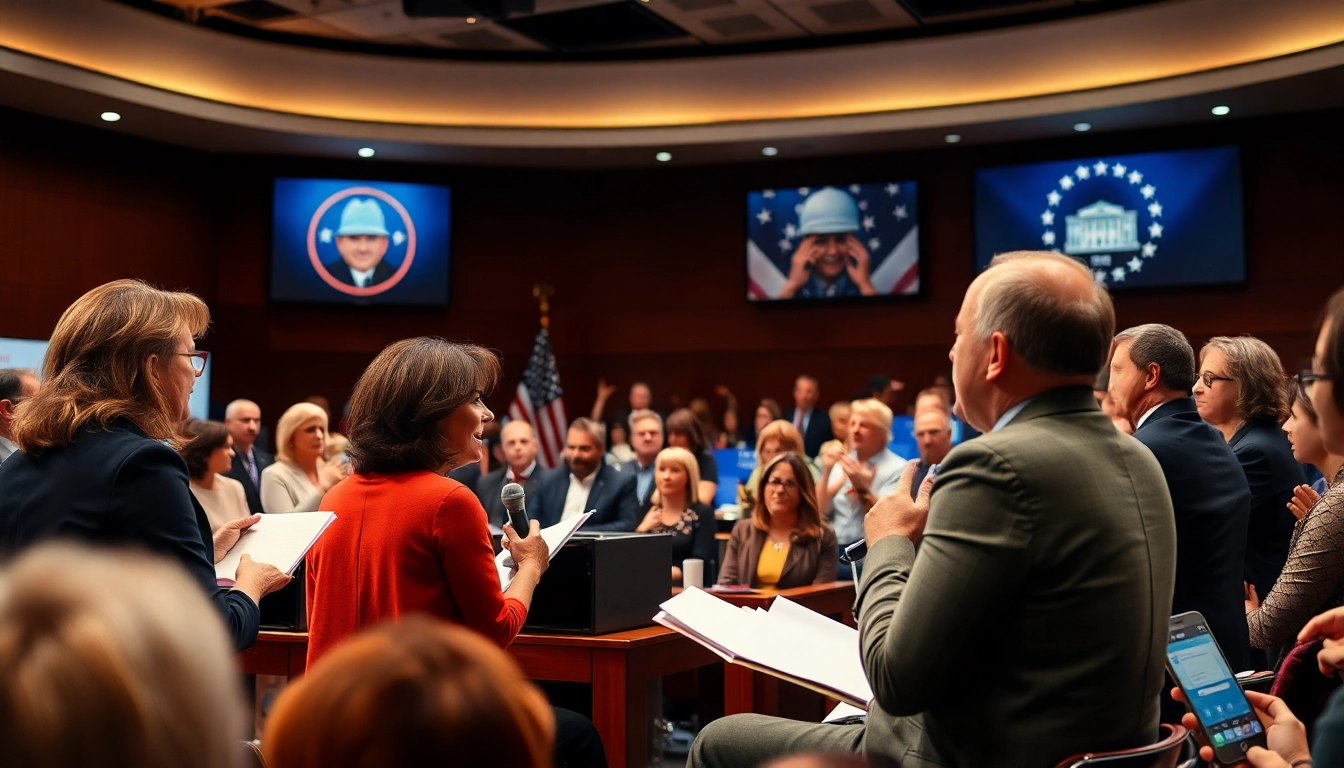 Engaging scene of a debate focusing on current politics, highlighting diverse voices and discussions.