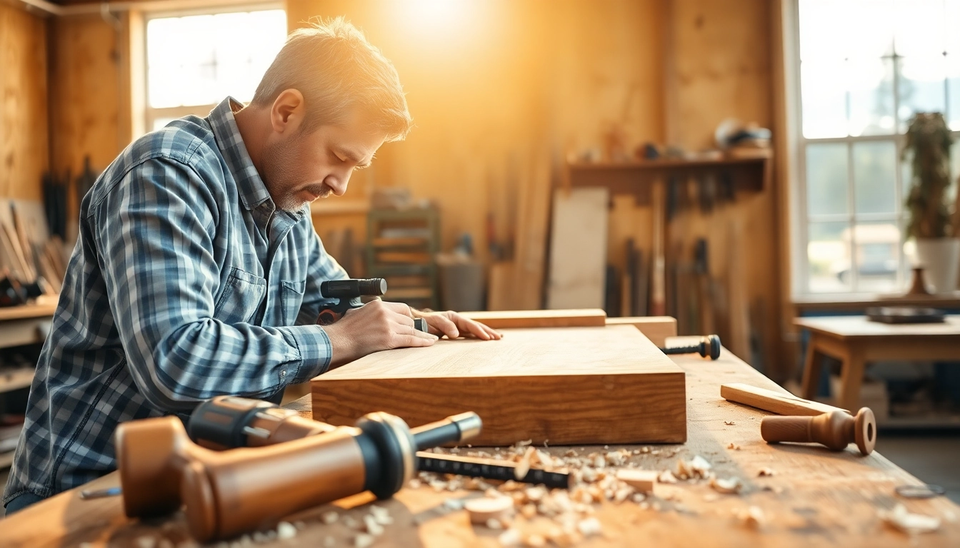 Hands-on experience in carpentry apprenticeship near me with skilled carpenter in a bright workspace.
