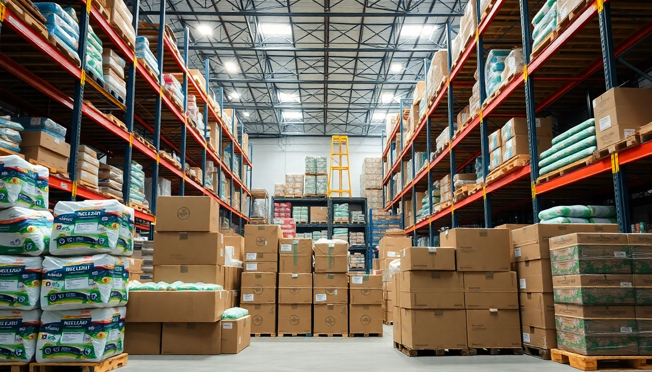Wholesale/Bulk supplies organized in a professional warehouse setting, showcasing efficiency.
