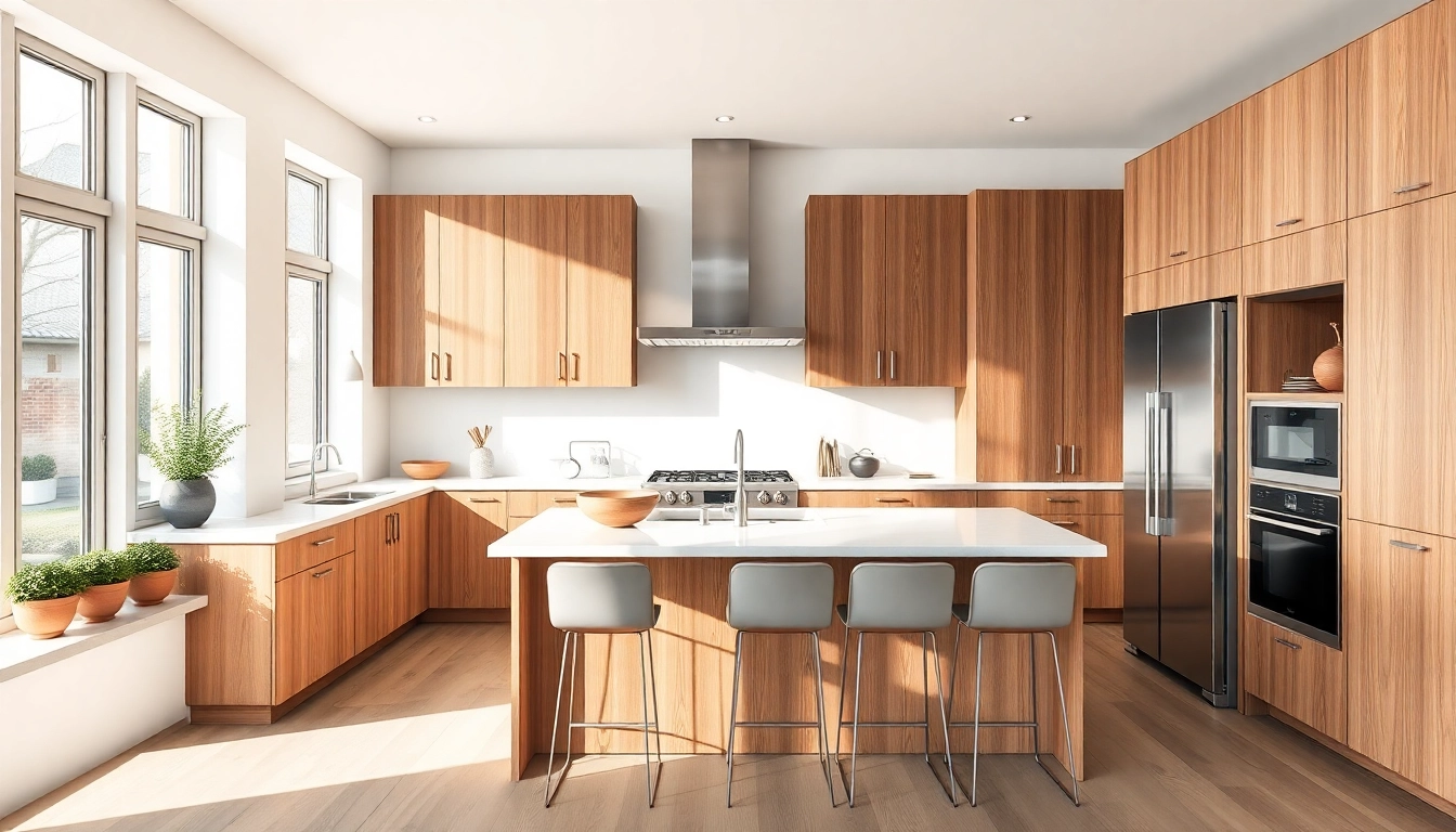 Kitchen remodel Franklin TN showcasing a modern kitchen design with sleek cabinetry and natural light exposure.