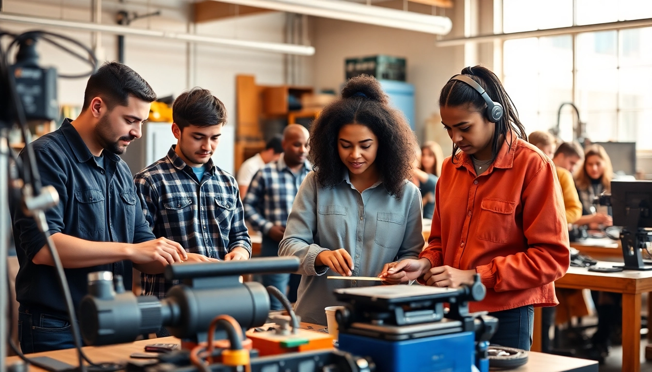Students practicing hands-on skills at a trade school in Tennessee, highlighting practical education.