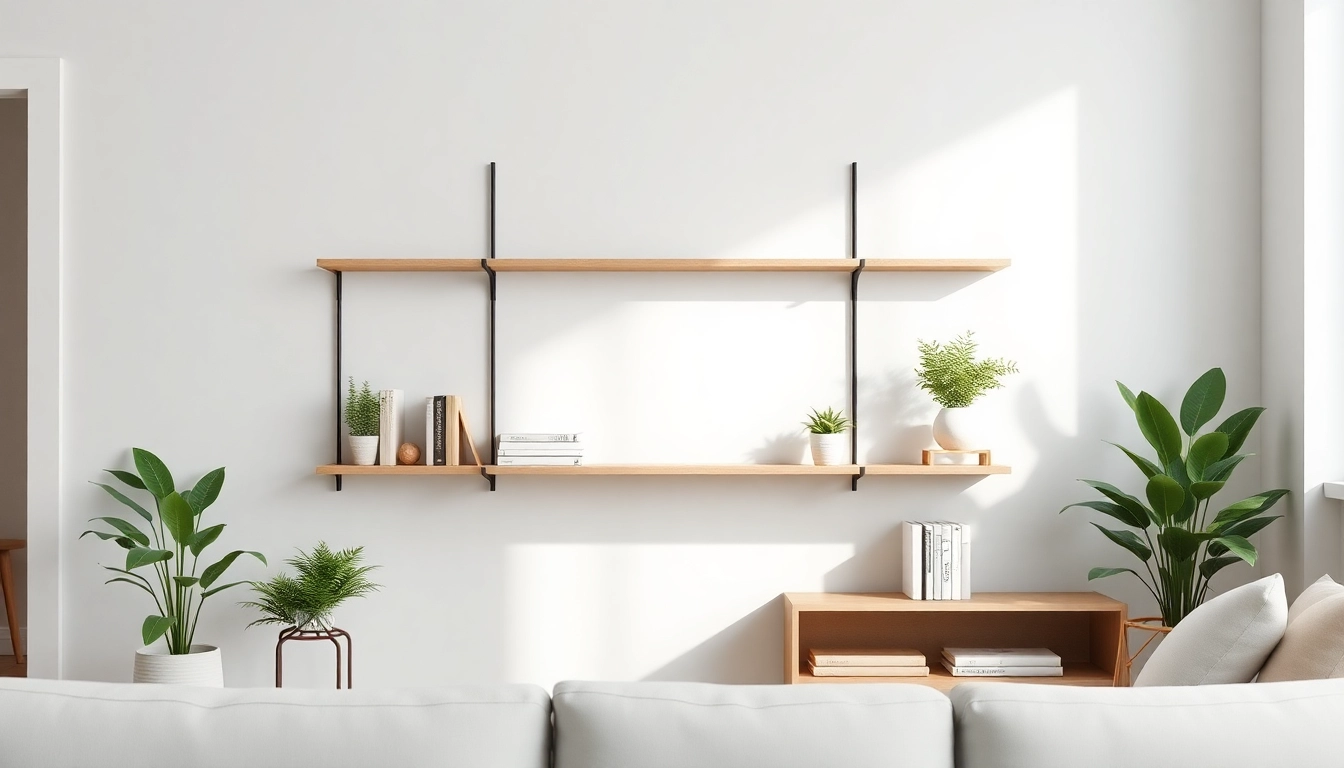 Showcasing a minimalist wall rack with stylish decor, enhancing modern interiors.