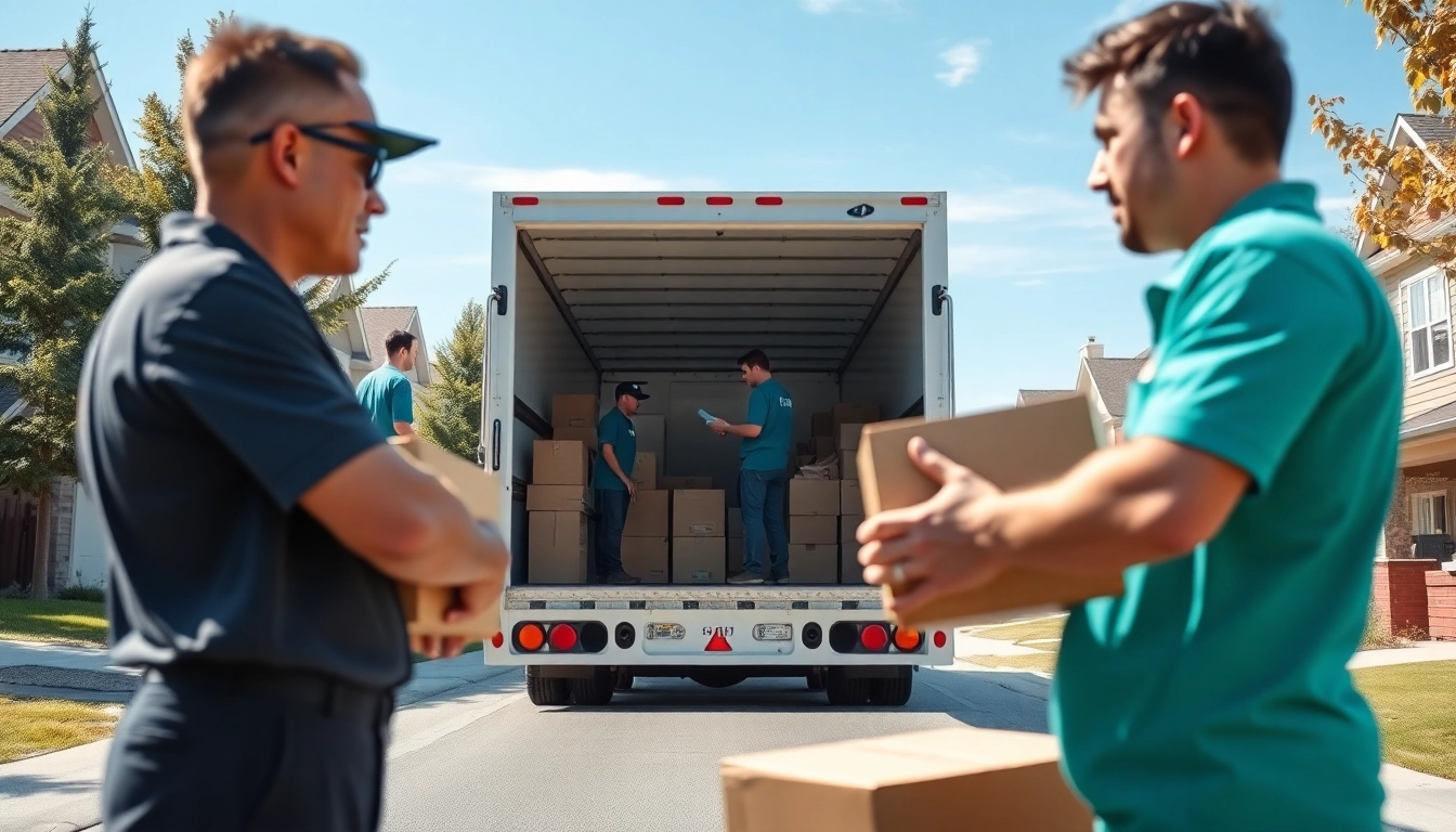 Movers Calgary loading a truck with moving boxes, showcasing professional services.